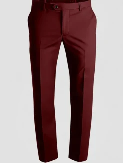 Best OUKU Men's Dress Pants Long Solid Color Micro-elastic Regular Fit Black Red Burgundy 2023