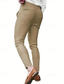 Clearance OUKU Men's Dress Pants Skinny Trousers Chinos Buttons Pocket Plain Comfort Formal Party Work Fashion Classic Style Blue Khaki Micro-elastic
