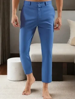 Clearance OUKU Men's Dress Pants Skinny Trousers Chinos Buttons Pocket Plain Comfort Formal Party Work Fashion Classic Style Blue Khaki Micro-elastic