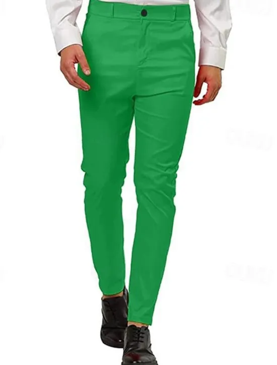 New OUKU Men's Dress Pants Skinny Trousers Chinos Buttons Pocket Plain Comfort Formal Party Work Fashion Classic Style Pink Blue Micro-elastic