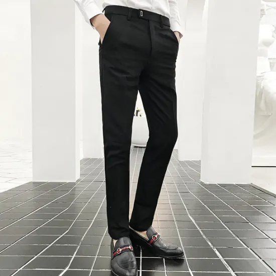 Best OUKU Men's Dress Pants Skinny Trousers Pencil Pants Pocket Plain Breathable Stretch Ankle-Length Wedding Office Business Cotton Chic & Modern Casual Skinny Black Grey Stretchy