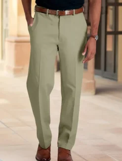 Outlet OUKU Men's Dress Pants Tapered pants Trousers Suit Pants Pocket Plain Comfort Soft Full Length Wedding Business Casual Fashion Streetwear Black White