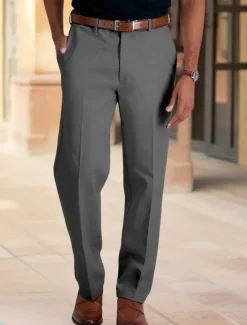 Outlet OUKU Men's Dress Pants Tapered pants Trousers Suit Pants Pocket Plain Comfort Soft Full Length Wedding Business Casual Fashion Streetwear Black White