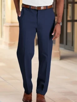 Outlet OUKU Men's Dress Pants Tapered pants Trousers Suit Pants Pocket Plain Comfort Soft Full Length Wedding Business Casual Fashion Streetwear Black White