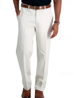 Outlet OUKU Men's Dress Pants Tapered pants Trousers Suit Pants Pocket Plain Comfort Soft Full Length Wedding Business Casual Fashion Streetwear Black White