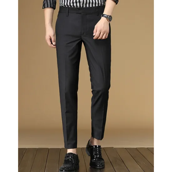 Outlet OUKU Men's Dress Pants Tapered pants Trousers Suit Pants Pocket Plain Anti-wrinkle Breathable Ankle-Length Wedding Business Casual Fashion Formal Skinny Black Pink Micro-elastic