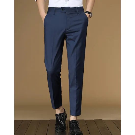 Outlet OUKU Men's Dress Pants Tapered pants Trousers Suit Pants Pocket Plain Anti-wrinkle Breathable Ankle-Length Wedding Business Casual Fashion Formal Skinny Black Pink Micro-elastic