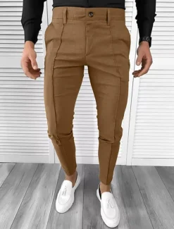 OUKU Men's Dress Pants Tapered pants Trousers Chinos Buttons Pocket Plain Comfort Formal Party Work Fashion Classic Style Black White Micro-elastic