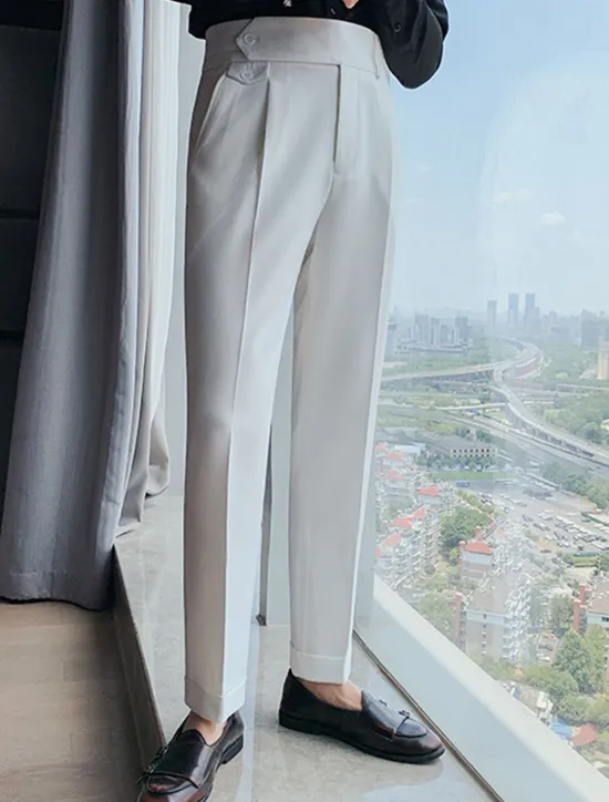 Discount OUKU Men's Dress Pants Trousers Slacks Pleated Pants Suit Pants High Rise Plain Comfort Breathable Wedding Outdoor Daily Elegant Vintage Black White