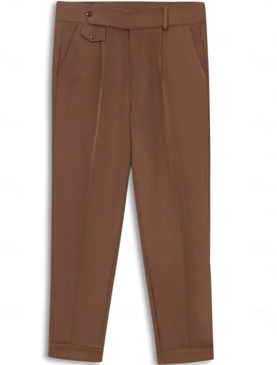 Discount OUKU Men's Dress Pants Trousers Slacks Pleated Pants Suit Pants High Rise Plain Comfort Breathable Wedding Outdoor Daily Elegant Vintage Black White