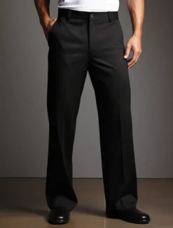 Hot OUKU Men's Dress Pants Trousers Suit Pants Buttons Front Pocket Straight Leg Plain Comfort Wedding Business Daily Fashion Chic & Modern Black White