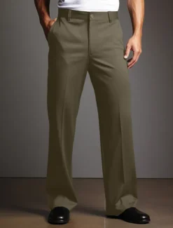 Hot OUKU Men's Dress Pants Trousers Suit Pants Buttons Front Pocket Straight Leg Plain Comfort Wedding Business Daily Fashion Chic & Modern Black White