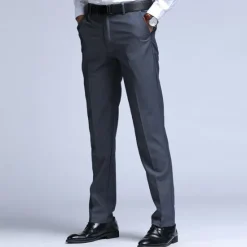 New OUKU Men's Dress Pants Trousers Chinos Casual Pants Pocket Straight Leg Plain Comfort Office Business Casual Streetwear Stylish Black Black Straight Leg