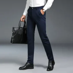 Sale OUKU Men's Dress Pants Trousers Chinos Casual Pants Pocket Straight Leg Plain Comfort Office Business Casual Streetwear Stylish Black Light Grey