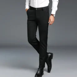 Sale OUKU Men's Dress Pants Trousers Chinos Casual Pants Pocket Straight Leg Plain Comfort Office Business Casual Streetwear Stylish Black Light Grey