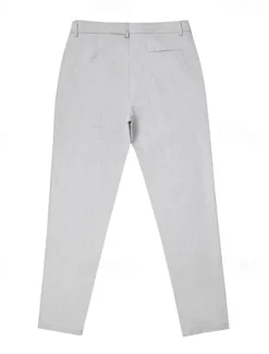 Online OUKU Men's Dress Pants Trousers Chinos Buttons Pocket Plain Comfort Formal Party Work Fashion Classic Style Black Wine Micro-elastic