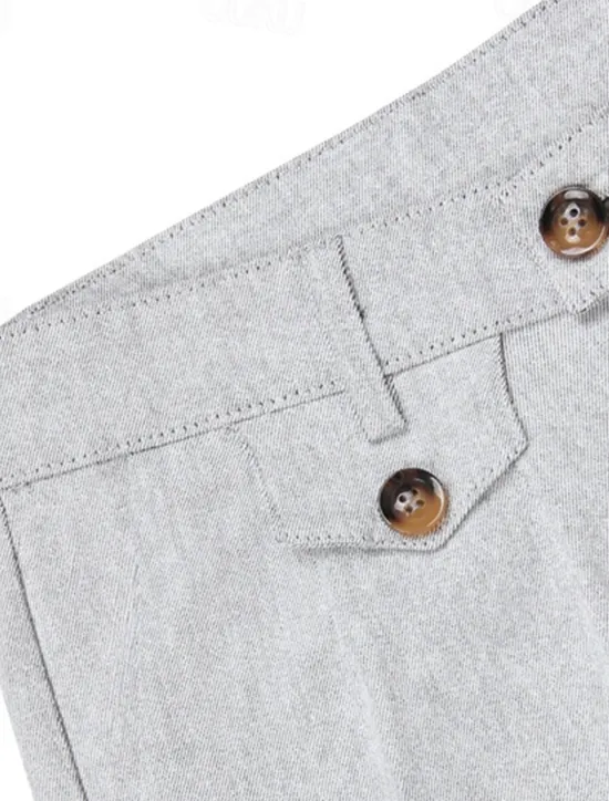 Online OUKU Men's Dress Pants Trousers Chinos Buttons Pocket Plain Comfort Formal Party Work Fashion Classic Style Black Wine Micro-elastic