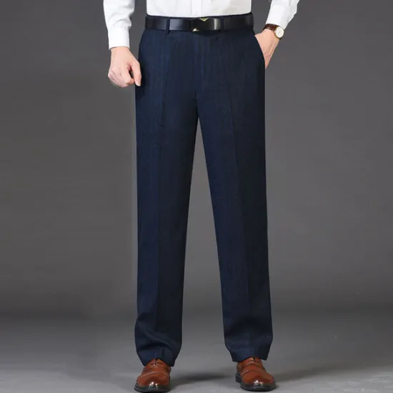 Discount OUKU Men's Dress Pants Trousers Casual Pants Flat Front Pants Pocket Plaid Stripe Comfort Warm Wedding Business Casual Retro Vintage Classic Dark Khaki Royal Blue High Waist Stretchy