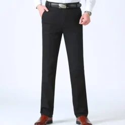 Outlet OUKU Men's Dress Pants Trousers Chinos Pocket Plain Breathable Outdoor Ankle-Length Wedding Business Casual 100% Cotton Fashion Formal Black White High Waist Micro-elastic