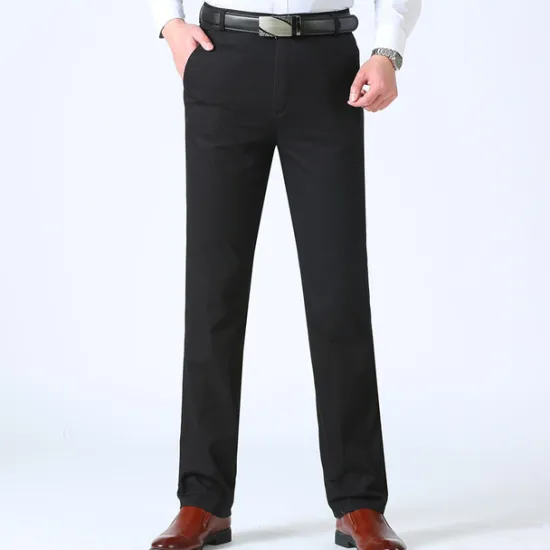 Outlet OUKU Men's Dress Pants Trousers Chinos Pocket Plain Breathable Outdoor Ankle-Length Wedding Business Casual 100% Cotton Fashion Formal Black White High Waist Micro-elastic
