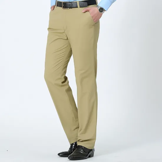 Outlet OUKU Men's Dress Pants Trousers Chinos Pocket Plain Breathable Outdoor Ankle-Length Wedding Business Casual 100% Cotton Fashion Formal Black White High Waist Micro-elastic
