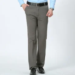 Outlet OUKU Men's Dress Pants Trousers Chinos Pocket Plain Breathable Outdoor Ankle-Length Wedding Business Casual 100% Cotton Fashion Formal Black White High Waist Micro-elastic