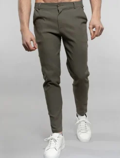 Outlet OUKU Men's Dress Pants Trousers Chinos Buttons Pocket Solid Color Comfort Formal Party Work Fashion Classic Style Black White Micro-elastic