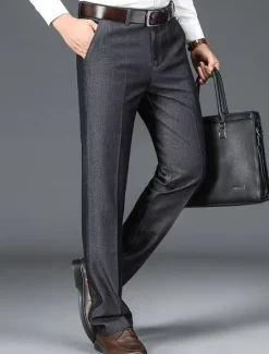 OUKU Men's Dress Pants Trousers Slacks Suit Pants Pocket Plain Comfort Breathable Wedding Outdoor Daily Fashion Casual Black Khaki