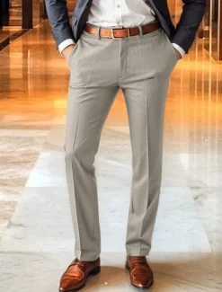 New OUKU Men's Dress Pants Trousers Slacks Suit Pants Pocket Plain Comfort Breathable Wedding Outdoor Daily Fashion Casual Black Khaki