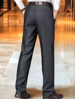 New OUKU Men's Dress Pants Trousers Slacks Suit Pants Pocket Plain Comfort Breathable Wedding Outdoor Daily Fashion Casual Black Khaki