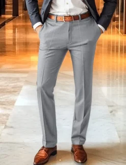 New OUKU Men's Dress Pants Trousers Slacks Suit Pants Pocket Plain Comfort Breathable Wedding Outdoor Daily Fashion Casual Black Khaki