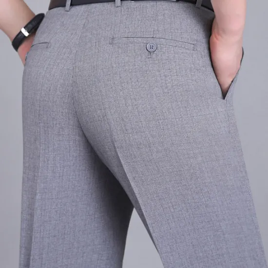Best OUKU Men's Dress Pants Trousers Casual Pants Flat Front Pants Pocket Plain Comfort Breathable Wedding Business Casual Retro Vintage Classic Black+Grey Smoky gray High Waist Stretchy