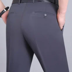 Best OUKU Men's Dress Pants Trousers Casual Pants Flat Front Pants Pocket Plain Comfort Breathable Wedding Business Casual Retro Vintage Classic Black+Grey Smoky gray High Waist Stretchy