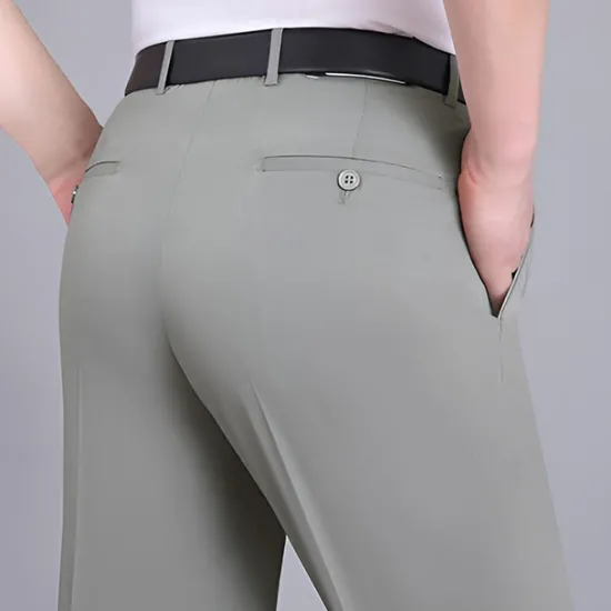 Best OUKU Men's Dress Pants Trousers Casual Pants Flat Front Pants Pocket Plain Comfort Breathable Wedding Business Casual Retro Vintage Classic Black+Grey Smoky gray High Waist Stretchy