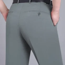 Best OUKU Men's Dress Pants Trousers Casual Pants Flat Front Pants Pocket Plain Comfort Breathable Wedding Business Casual Retro Vintage Classic Black+Grey Smoky gray High Waist Stretchy