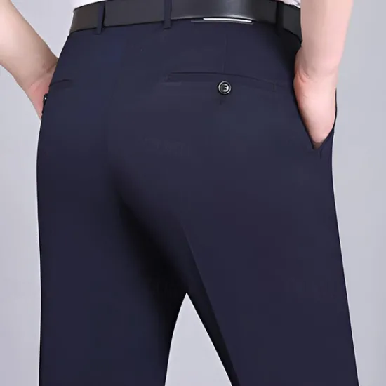 Best OUKU Men's Dress Pants Trousers Casual Pants Flat Front Pants Pocket Plain Comfort Breathable Wedding Business Casual Retro Vintage Classic Black+Grey Smoky gray High Waist Stretchy
