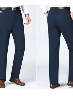 New OUKU Men's Dress Pants Trousers Chinos Buttons Pocket Plain Comfort Formal Party Work Fashion Classic Style Dark Khaki Light Khaki Micro-elastic