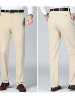 New OUKU Men's Dress Pants Trousers Chinos Buttons Pocket Plain Comfort Formal Party Work Fashion Classic Style Dark Khaki Light Khaki Micro-elastic