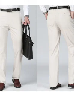 New OUKU Men's Dress Pants Trousers Chinos Buttons Pocket Plain Comfort Formal Party Work Fashion Classic Style Dark Khaki Light Khaki Micro-elastic