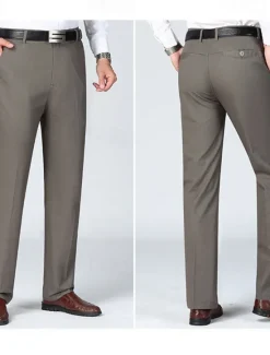 New OUKU Men's Dress Pants Trousers Chinos Buttons Pocket Plain Comfort Formal Party Work Fashion Classic Style Dark Khaki Light Khaki Micro-elastic