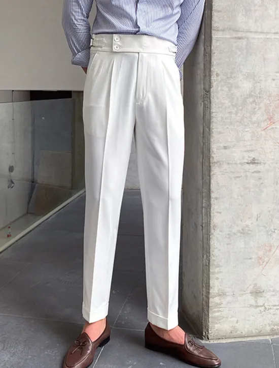 Best OUKU Men's Dress Pants Trousers Slacks Suit Pants Gurkha Pants High Rise Plain Comfort Breathable Wedding Outdoor Daily Elegant Vintage Black White
