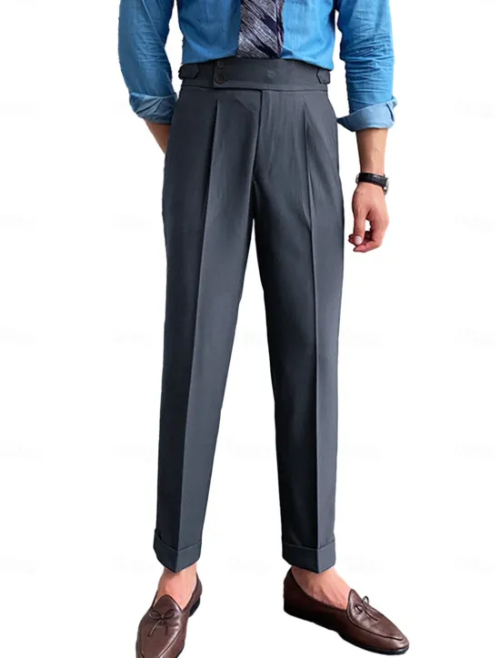 Best OUKU Men's Dress Pants Trousers Slacks Suit Pants Gurkha Pants High Rise Plain Comfort Breathable Wedding Outdoor Daily Elegant Vintage Black White