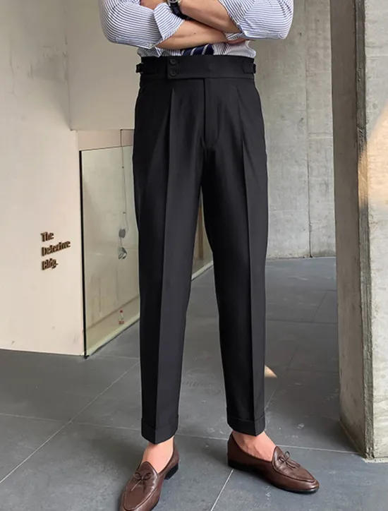 Best OUKU Men's Dress Pants Trousers Slacks Suit Pants Gurkha Pants High Rise Plain Comfort Breathable Wedding Outdoor Daily Elegant Vintage Black White