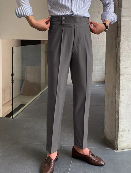 Best OUKU Men's Dress Pants Trousers Slacks Suit Pants Gurkha Pants High Rise Plain Comfort Breathable Wedding Outdoor Daily Elegant Vintage Black White