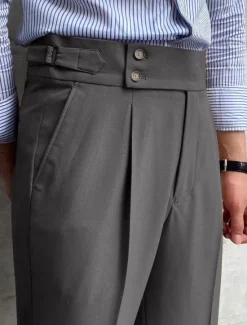 Best OUKU Men's Dress Pants Trousers Slacks Suit Pants Gurkha Pants High Rise Plain Comfort Breathable Wedding Outdoor Daily Elegant Vintage Black White