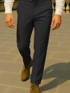 Best OUKU Men's Dress Pants Trousers Chinos Slacks Buttons Pocket Plain Comfort Formal Party Work Fashion Classic Style Black White Micro-elastic