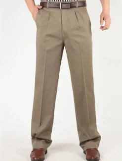 Hot OUKU Men's Dress Pants Trousers Chinos Buttons Pocket Straight Leg Plain Comfort Formal Party Work Fashion Classic Style Black Navy Blue Micro-elastic
