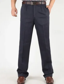 Hot OUKU Men's Dress Pants Trousers Chinos Buttons Pocket Straight Leg Plain Comfort Formal Party Work Fashion Classic Style Black Navy Blue Micro-elastic