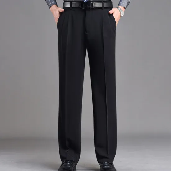 Discount OUKU Men's Dress Pants Trousers Chinos Pleated Pants Pocket Straight Leg Plain Breathable Soft Wedding Office Business Chic & Modern Classic Gray Green Black High Waist Micro-elastic