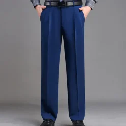 Discount OUKU Men's Dress Pants Trousers Chinos Pleated Pants Pocket Straight Leg Plain Breathable Soft Wedding Office Business Chic & Modern Classic Gray Green Black High Waist Micro-elastic